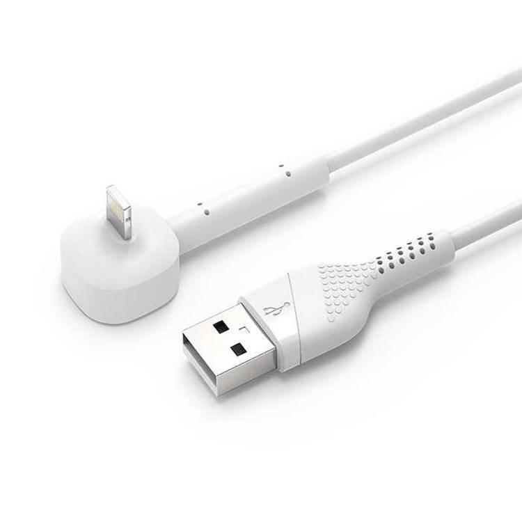 Porodo PVC Stand Lightning Cable 1.2m, Fast Charging, Data Sync, Super Durable, Compatible with iPads, iPhones and Airpods/Airpods Pro - White
