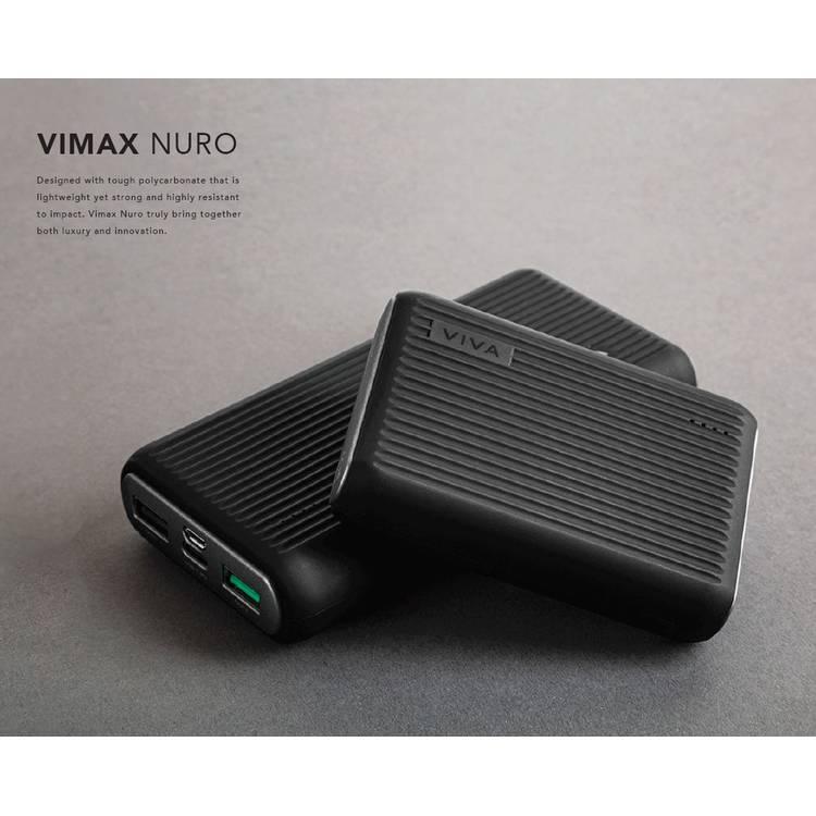 Viva Madrid Vimax Nuro PD Power Bank 10000mAh, Fast & Safe Charging, Compact Size Portable Powerbank, 3 Ports ( 2 USB-A & 1 USB-C ) - Black