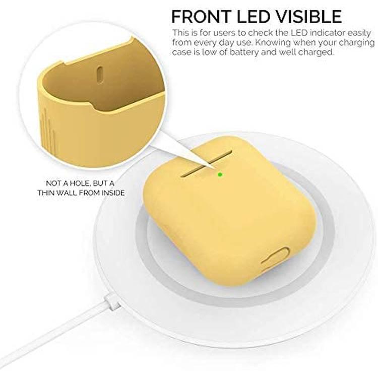 AhaStyle Premium Silicone Case Compatible for AirPods 1/2 Generation, Scratch Resistant, Drop Resistant, Dustproof and Absorbing Protective Cover - Yellow