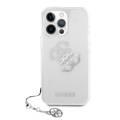 CG MOBILE Guess PC/TPU Case Transparent 4G Electroplated Logo with Elegant Charm Compatible for iPhone 13 Pro Max (6.7") Anti-Scratch, Easy Access to All Ports