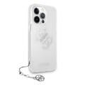 CG MOBILE Guess PC/TPU Case Transparent 4G Electroplated Logo with Elegant Charm Compatible for iPhone 13 Pro Max (6.7") Anti-Scratch, Easy Access to All Ports