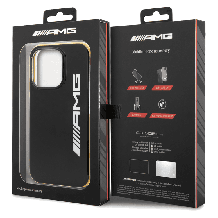 AMG PC/TPE Hard Case Bumper Protection iPhone 14 Pro Max Compatibility - Black/Yellow
