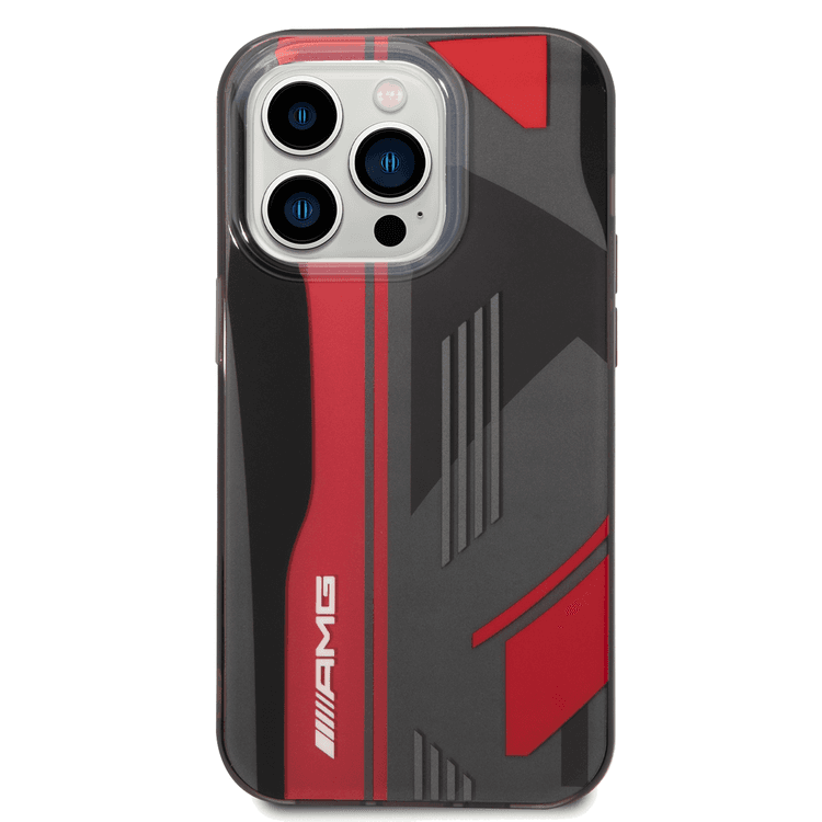 AMG Transparent Double Layer Case Expressive Graphic Design iPhone 14 Pro Max Compatibility - Black/Red