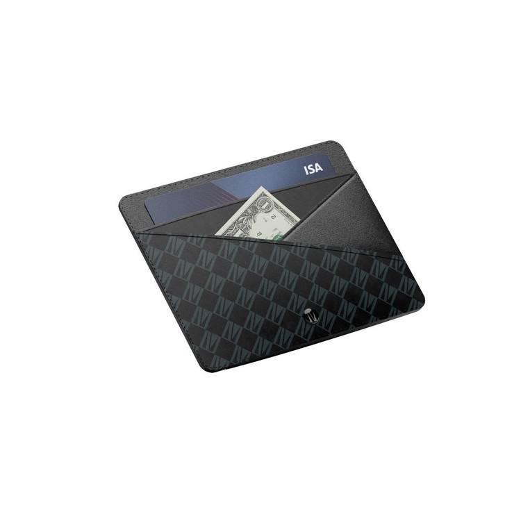 Levelo Tuxedo Leather Wallet with Metal Signature Logo - Black