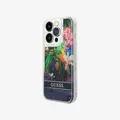 Guess HC Liquid Glitter Case with Flower Pattern  - Blue - iPhone 15 Pro
