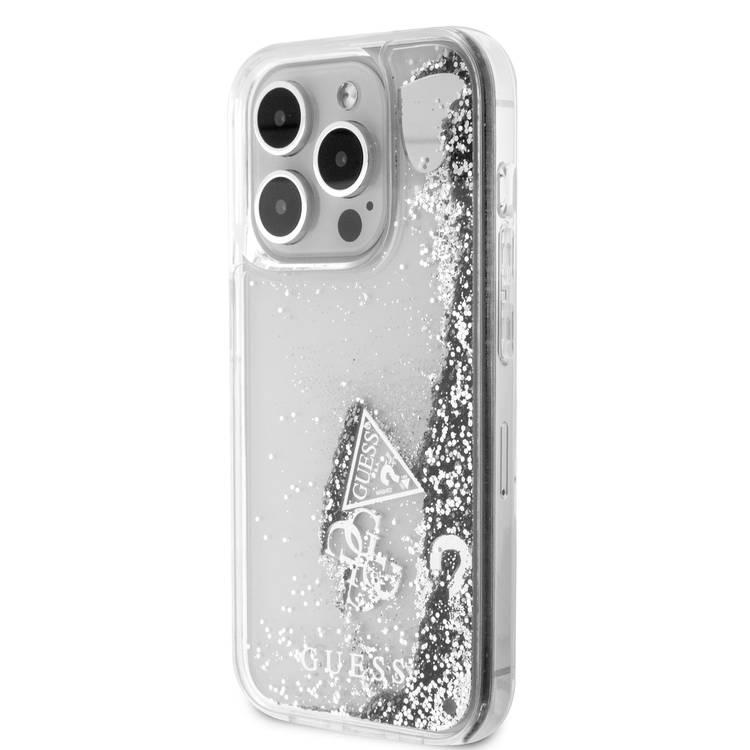 Guess HC Liquid Glitter Case with Charms Pattern - Silver - iPhone 15 Pro