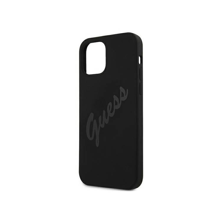 Guess Silicone Hard Case with Vintage Script for iPhone 12 / 12 Pro (6.1 ) - Black