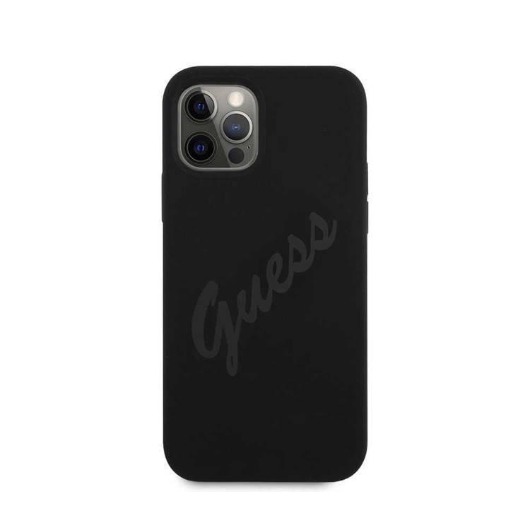 Guess Silicone Hard Case with Vintage Script for iPhone 12 / 12 Pro (6.1 ) - Black