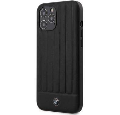 CG Mobile BMW Hot Stamp Leather Case with Horizontal Lines Compatible with Apple iPhone 11, Genuine Leather, Anti-Scratch and Abrasions, Raised Edge - Black