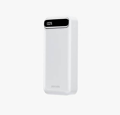 Porodo 10000mAh Power Bank with Digital Display - White