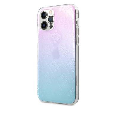 CG Mobile Guess PC/TPU 4G Pattern Hard Case for iPhone 12 / 12 Pro (6.1") Shock & Drop Protection Suitable with Wireless Chargers Officially Licensed - Gradient Blue