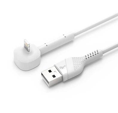 Porodo PVC Stand Lightning Cable 1.2m, Fast Charging, Data Sync, Super Durable, Compatible with iPads, iPhones and Airpods/Airpods Pro - White