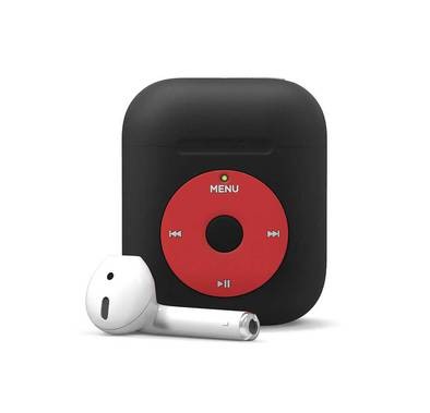 Elago AW6 Case Designed Compatible for Apple AirPods 1 & 2 Generation, Classic Music Player Design, Scratch Resistant, Drop Resistant, Dustproof and Absorbing Protective Cover - Black