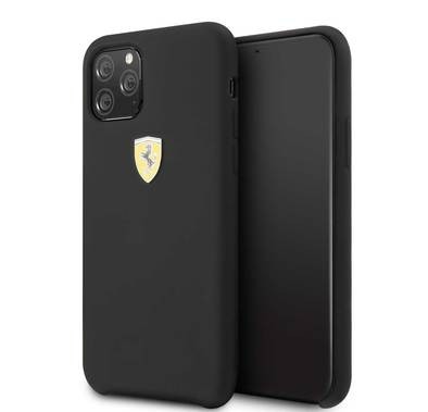CG MOBILE Ferrari SF Silicone Hard Phone Case Logo Shield Compatible for iPhone 11 Pro (5.8") Drop Protection Mobile Case Officially Licensed - Black