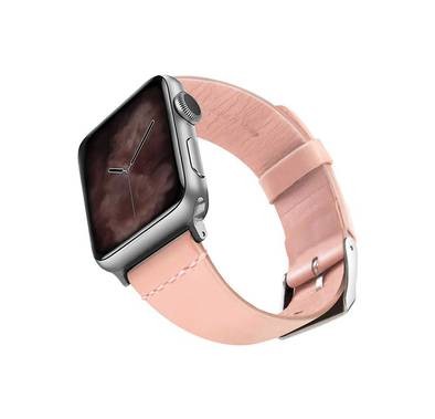 Viva Madrid Montre Allure Leather Strap, Fit & Comfortable Replacement Wrist Band Compatible for Apple Watch 42/44MM - Pink/Silver