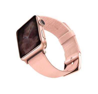 Viva Madrid Montre Allure Genuine Leather Strap Compatible for Apple Watch 42/44MM, Fit & Comfortable Smartwatch Replacement Wrist Band - Pink/Rose Gold