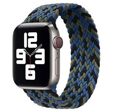 Green Braided Solo Loop Strap, Ergonomic Design Fit & Comfortable Replacement Wrist Band Compatible for Apple Watch 38/40mm -  Black/Blue/Green