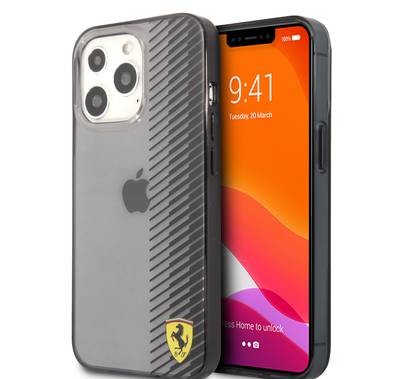 CG MOBILE Ferrari Transparent Hard Case Gradient Print Logo Compatible for iPhone 13 Pro Max (6.7") Scratches Resistant, Easy Access to All Ports