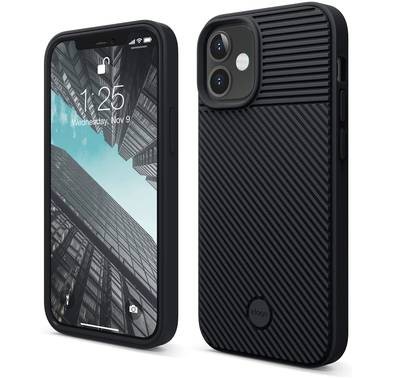Elago Cushion Case Compatible w/ iPhone 12 Mini (5.4") Full Protection, Slim & Light, Shock Absorbing Design, Supports Wireless Charging, Raised Lip for Camera Protection - Black