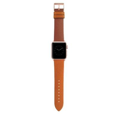 Viva Madrid Montre Duo Crafted with Genuine Artisan Leather Strap Compatible for Apple Watch 42/44mm - Fit & Comfortable Replacement Wrist Band - Sweat Resistant - Orange/Brown