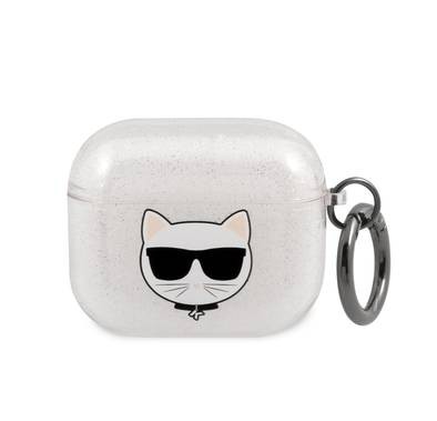 Karl Lagerfeld TPU Choupette Glitter Case for Apple Airpods 3 - Silver