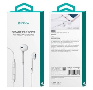 Devia Smart Earpods with Remote and Mic 3.5mm - White