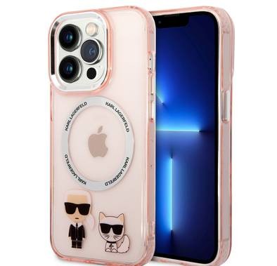 Karl Lagerfeld Magsafe Compatibility PC/TPU Case with Ring Wireless Chargeable iPhone 14 Pro Max Compatibility - Pink