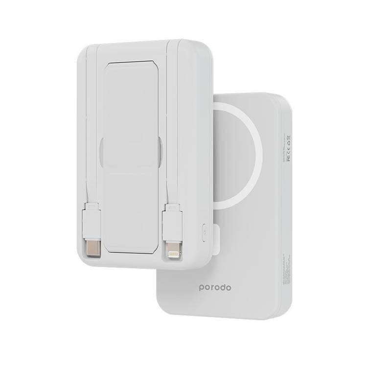 Porodo 10000mAh Magsafe Powerbank with Type C and Lightning Cable - White
