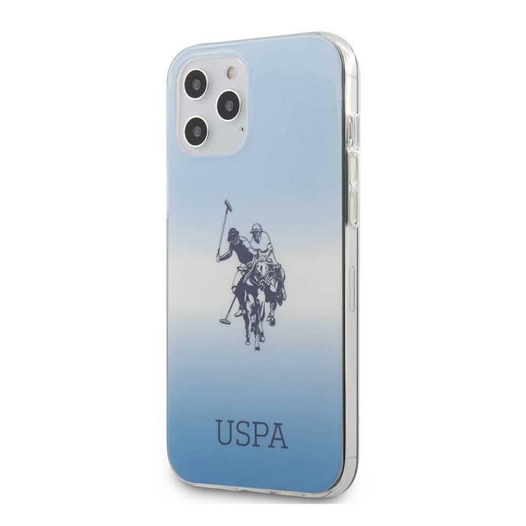 CG Mobile U.S. Polo Assn. PC/TPU Hard Case DH & Logo for iPhone 12 / 12 Pro (6.1") Shock & Drop Protection Suitable with Wireless Chargers Officially Licensed Gradient Blue