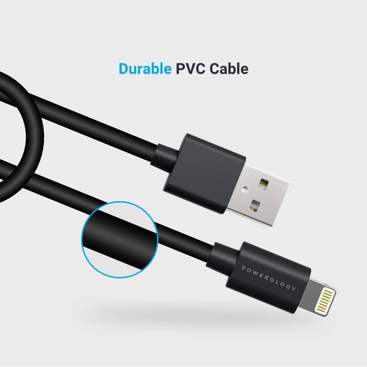 Lightning Cable, Powerology P12BLBK PVC Lightning Cable 1.2m - Black