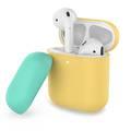 AhaStyle Two Toned Silicone Case Compatible for AirPods 1/2, Scratch Resistant, Shock Absorption, Drop Protection, & Dustproof Protective Silicone Cover - Yellow / Mint Green