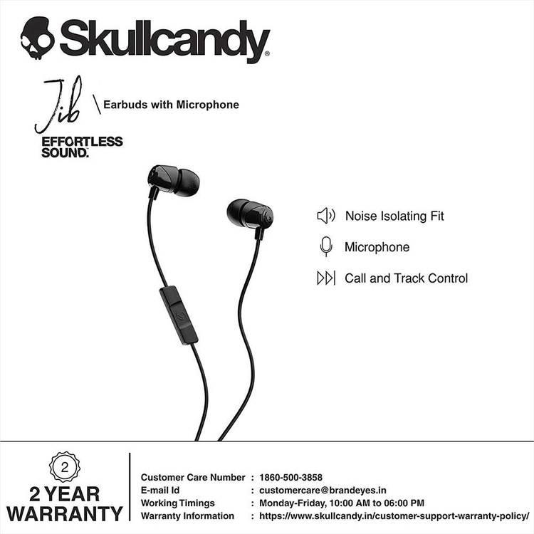 Skullcandy Jib Wired In-Earphone with Microphone  - Black
