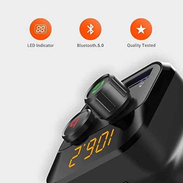 Porodo Wireless FM Transmitter Car Charger - QC3.0, Bass Boost & More
