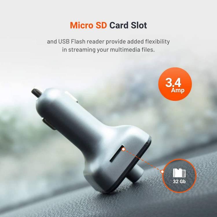 Porodo Bluetooth FM Transmitter Car Hands-Free Kit