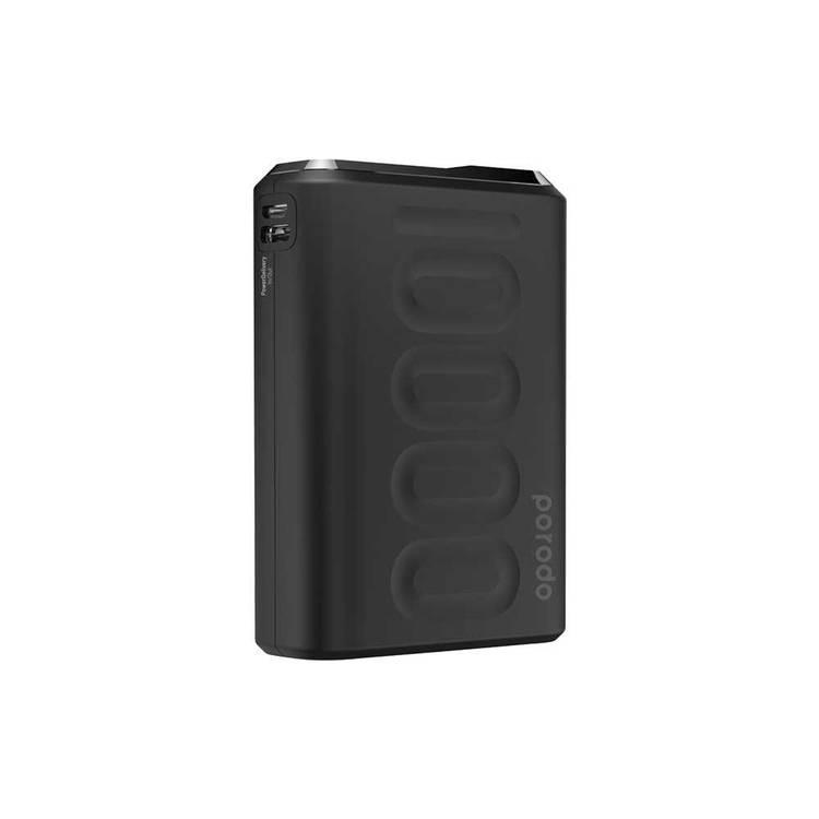Porodo PD Portable Power Bank 10000mAh 20W Quick Charge 3.0 with Touch Sensor Power Button, LED Digital Display, Compact Design with USB-C PD Input & Output, Over-Heat