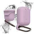 Elago Silicone Waterproof Hang Case with Anti-Lost Carabiner Compatible for AirPods 1/2, Dust Proof and Impact Protection, Scratch Resistant Cover - Lavender Lavender