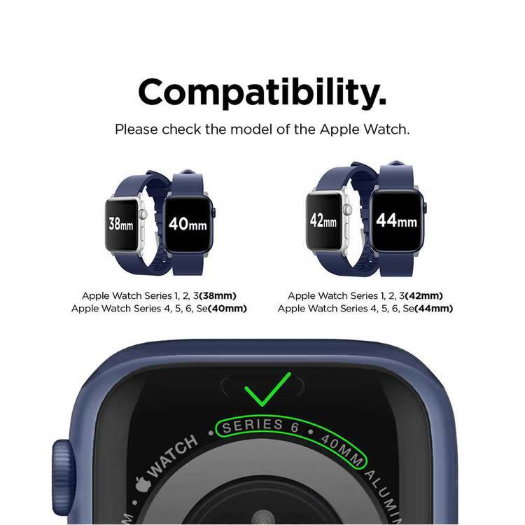 Elago Premium Fluoro Rubber Strap, Fit & Comfortable Replacement Wrist Band, Adjustable Straps Compatible for Apple Watch 44mm - Jean Indigo