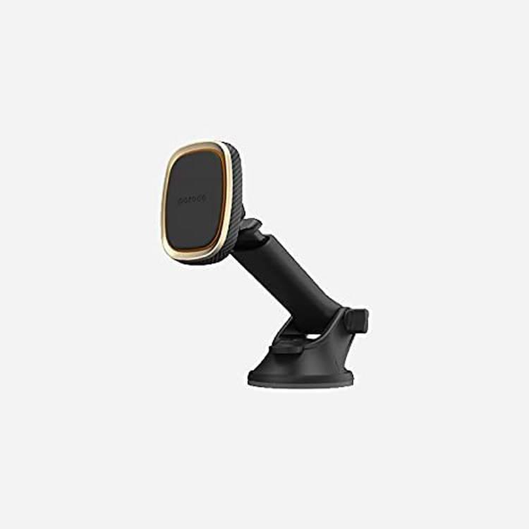 Porodo Car Mount, Aluminum Extension Stand Car Mount, 240° Rotating Arm, Re-Washable Stick-on Base, Strong Magnetic Car Mount Extendable Neck Mobile Phone Holder - Gold