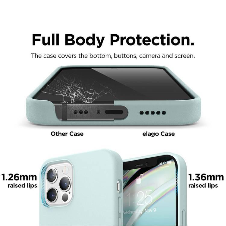 Elago Silicone Case Suitable with MagSafe, Back Shield Case Compatible for iPhone 12 Pro Max (6.7") Anti-Scratch, Easy Access to All Ports - Green