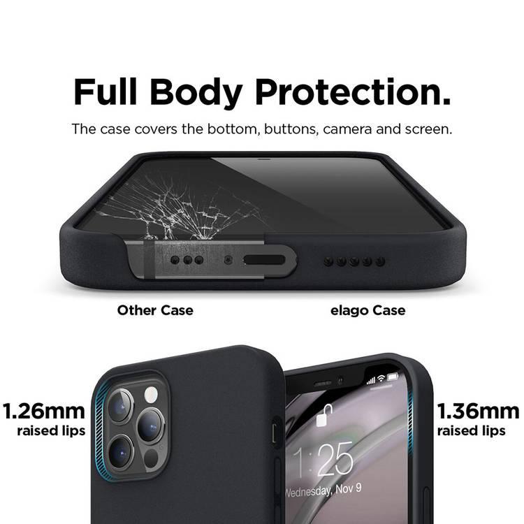 Elago Silicone Case Suitable with MagSafe, Back Shield Case Compatible for iPhone 12 Pro Max (6.7") Anti-Scratch, Easy Access to All Ports - Black