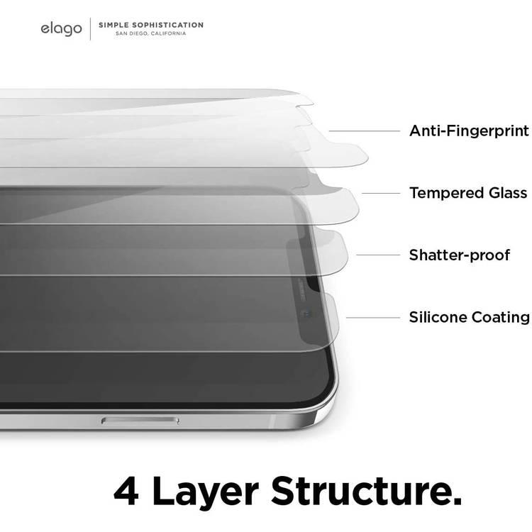 Elago Tempered Glass Screen Protector, Easy Installation, Screen Guard Anti Scratch & Extreme Crystal Clarity Protector Compatible for iPhone 12 / 12 Pro (6.1")
