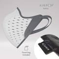 AIRPOP Active Reusable Face Mask, 5-Layer Filter Face Coverings for Sports, Contoured Fit, Folding Adjustable Face Mask, Adult Face Masks for Pollutant Protection - White/Grey