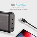 Powerology Wall Charger EU, 65W 3-Output with PD EU GaN Wall Charger with USB-A Fast Charging, MacBook Pro and Bottom Fast Charging Adapter - Black