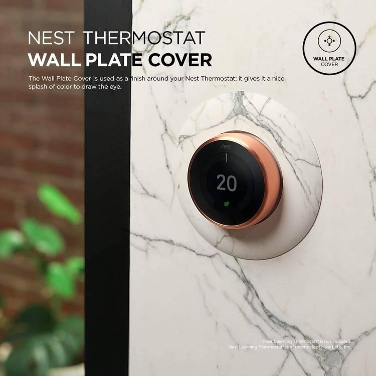 Elago Wall Plate Cover Suitable for Google Nest Thermostat Wall Plate Compatible with Nest Learning Thermostat 1st/2nd/3rd - Marble