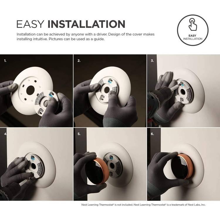 Elago Wall Plate Cover Suitable for Google Nest Thermostat Wall Plate Compatible with Nest Learning Thermostat 1st/2nd/3rd - Marble