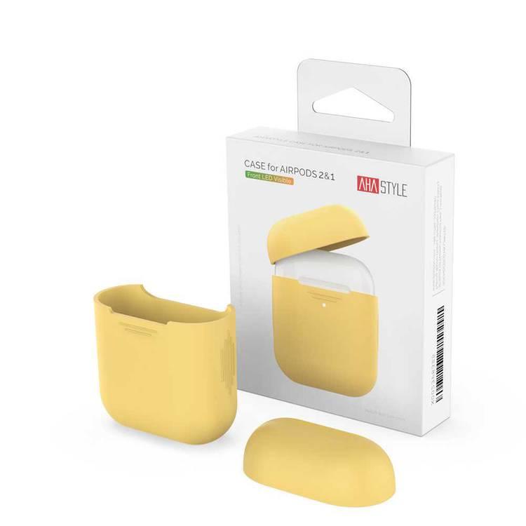 AhaStyle Premium Silicone Case Compatible for AirPods 1/2 Generation, Scratch Resistant, Drop Resistant, Dustproof and Absorbing Protective Cover - Yellow
