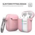 AhaStyle Keychain Silicone Case with Anti-Lost Ring for AirPods 1/2 Generation, Drop Resistant, Dustproof and Absorbing Protective Cover with Hang Case Pink