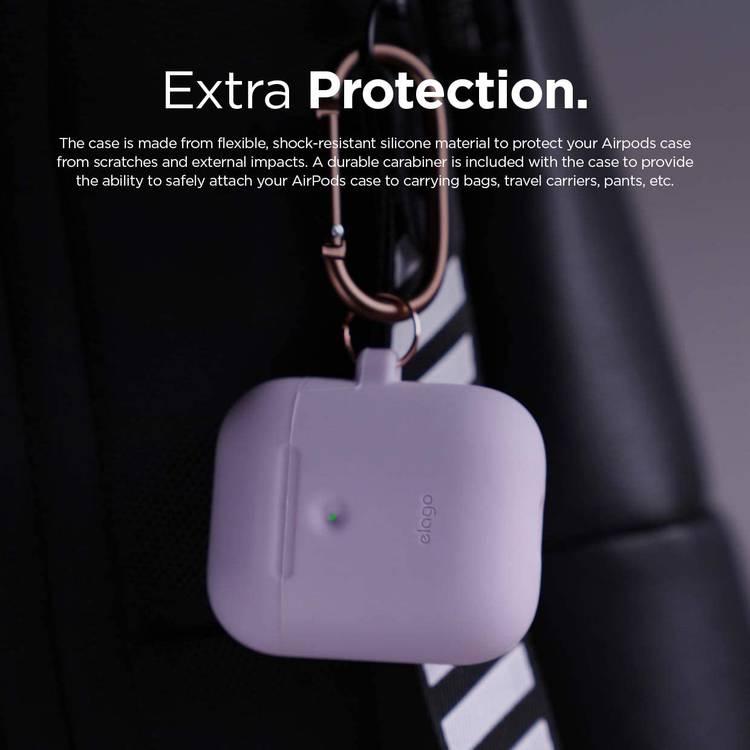 Elago Silicone Case with Anti-Lost Keychain Compatible with Apple AirPods 1/2 Wireless Charging Case, Front LED Visible, Anti-Slip Coating Inside, Premium Silicone - Lavender