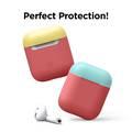 Elago Duo Silicone Case with Apple AirPods Case 1 & 2, Supports Wireless Chargers, Drop Resistant, Dustproof and Absorbing Protective Cover Body-Italian Rose / Top-Coral Blue ,Yellow