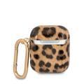 CG MOBILE Guess TPU Shiny Leopard Case with Anti-Lost Ring Compatible for AirPods 1/2, Scratch Resistant, Shock Absorption & Drop Protection Cover, Dustproof - Gold